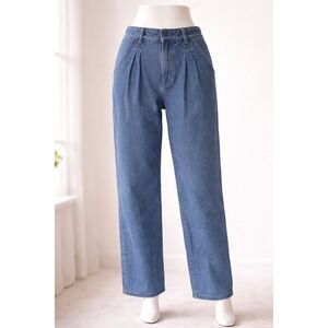 Banana Republic High-Rise Wide Leg Pleated Jeans Medium Wash Petite 27/4P NEW
